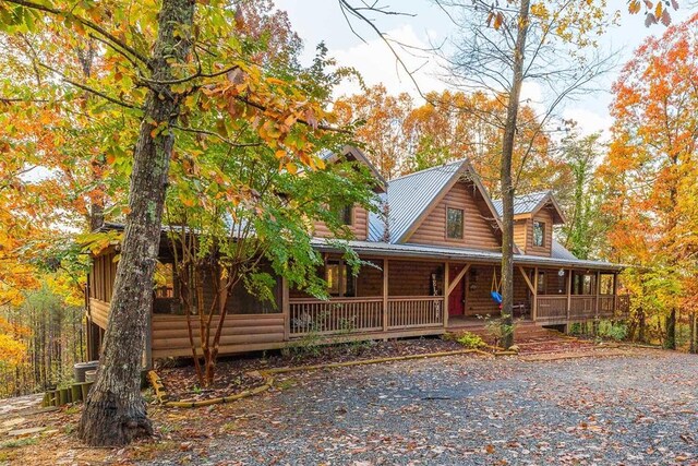 cabin with covered porch