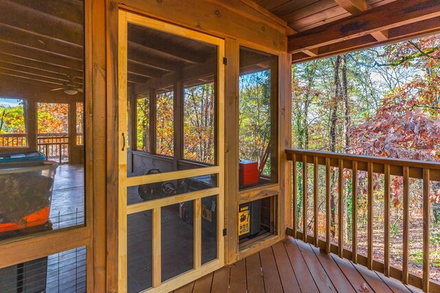 log home featuring a porch