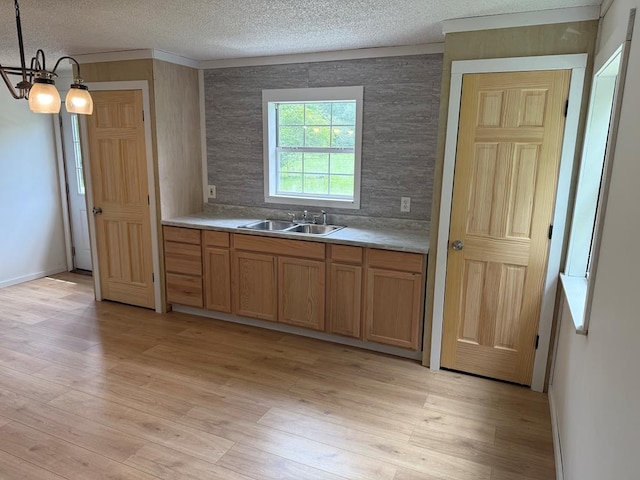 104 Riverview Dr, Dalton, GA 30721 - kitchen featuring a sink, a textured ceiling, light countertops, and light wood finished floors