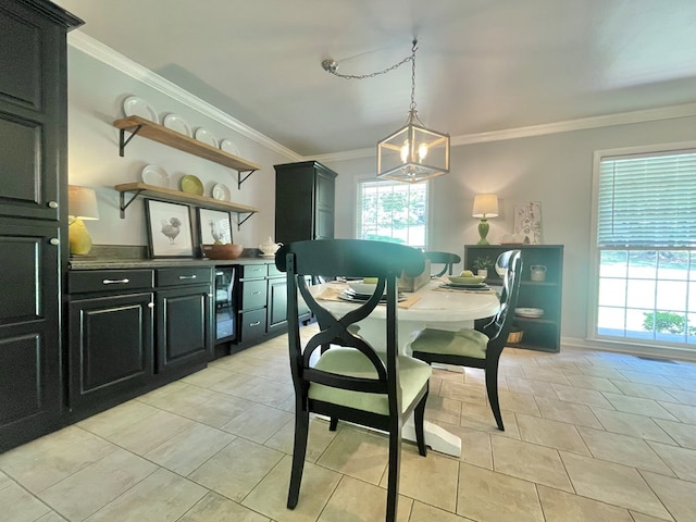1229 Valencia Dr, Dalton, GA 30720 - dining room featuring a chandelier, ornamental molding, and light tile patterned floors