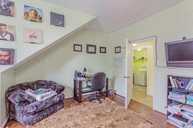 128 Andasol Way, Dalton, GA 30720 - office area featuring wood finished floors and washer / dryer