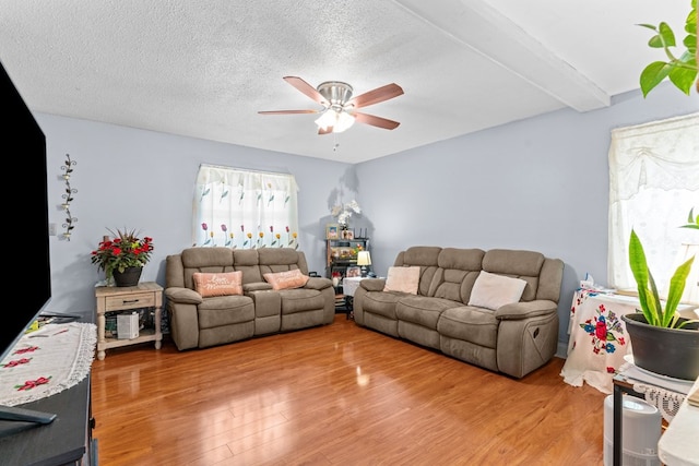 1369 Lida St, Dalton, GA 30721 - living room with ceiling fan, light wood finished floors, and a textured ceiling