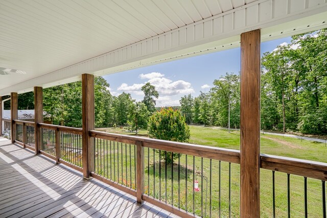 2163 Red Leaf Ln, Soddy Daisy, TN 37379 - wooden deck with a yard and view of scattered trees