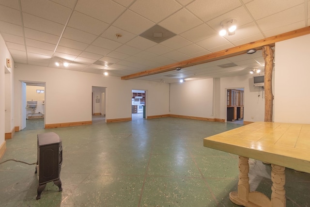 5384 Blair Rd, Cohutta, GA 30710 - below grade area with baseboards, a paneled ceiling, and tile patterned floors