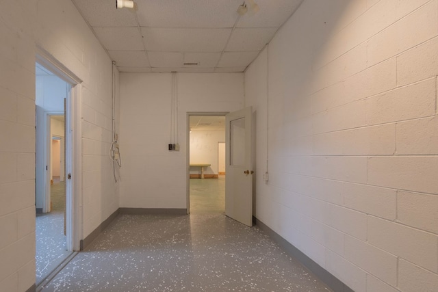 5384 Blair Rd, Cohutta, GA 30710 - hallway featuring concrete block wall and a paneled ceiling