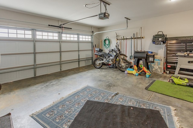 garage with a garage door opener