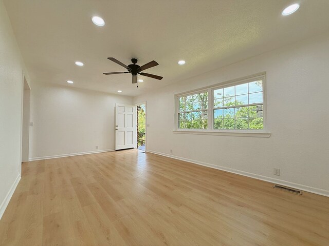 42 Travis Rd, Rossville, GA 30741 - empty room with recessed lighting, light wood-style flooring, a ceiling fan, and baseboards