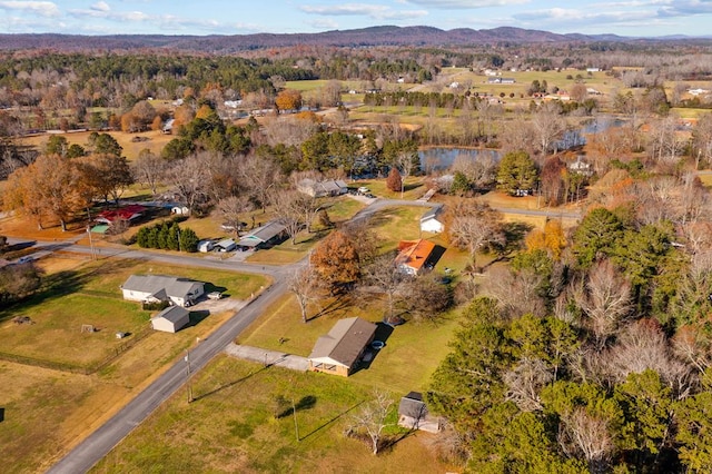 aerial view with a mountain view