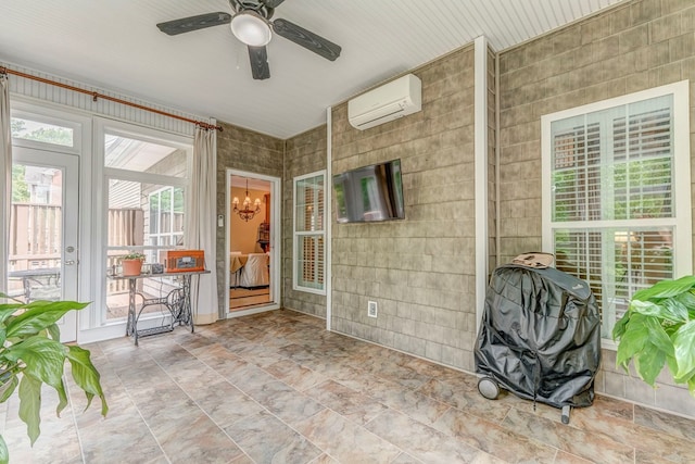 1909 Keystone Way, Dalton, GA 30720 - sunroom / solarium with a wall mounted AC, ceiling fan, and a chandelier