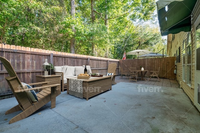 view of patio / terrace with an outdoor living space