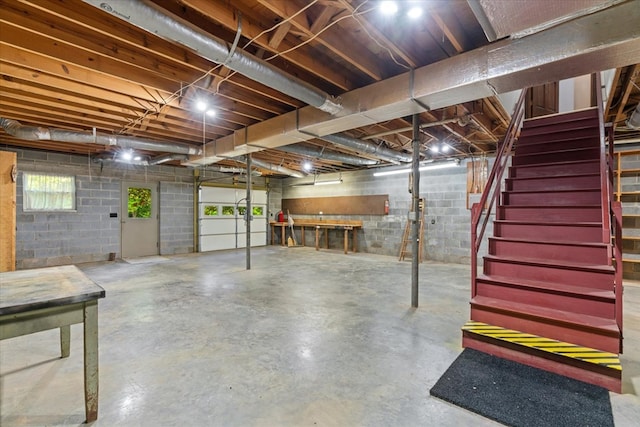 3932 Tibbs Bridge Rd, Dalton, GA 30721 - below grade area with stairs and concrete block wall