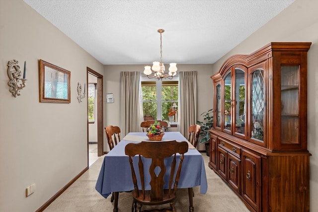 3932 Tibbs Bridge Rd, Dalton, GA 30721 - dining space with light carpet, a chandelier, and a textured ceiling
