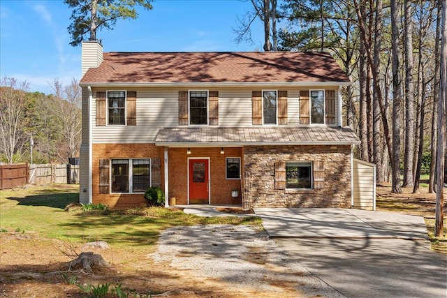 1108 Sunset Dr, Dalton, GA 30720 - view of front of home featuring a chimney, roof with shingles, and brick siding