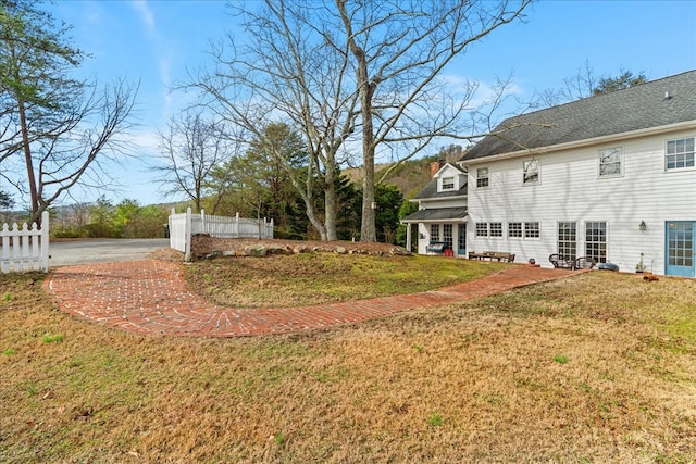 view of yard with a patio area and fence