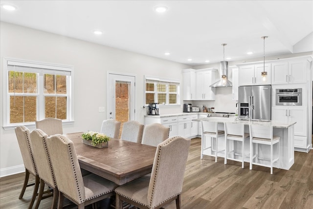 dining room featuring dark wood-type flooring