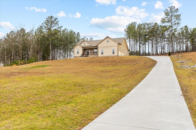 view of front of property with a front lawn