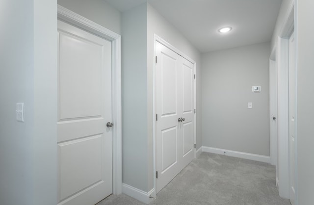 141 Andros Dr, Dalton, GA 30721 - hallway featuring light carpet, baseboards, and recessed lighting