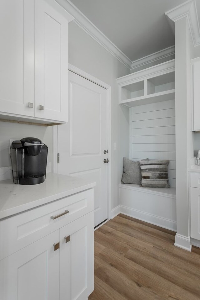 141 Andros Dr, Dalton, GA 30721 - mudroom with ornamental molding and wood finished floors