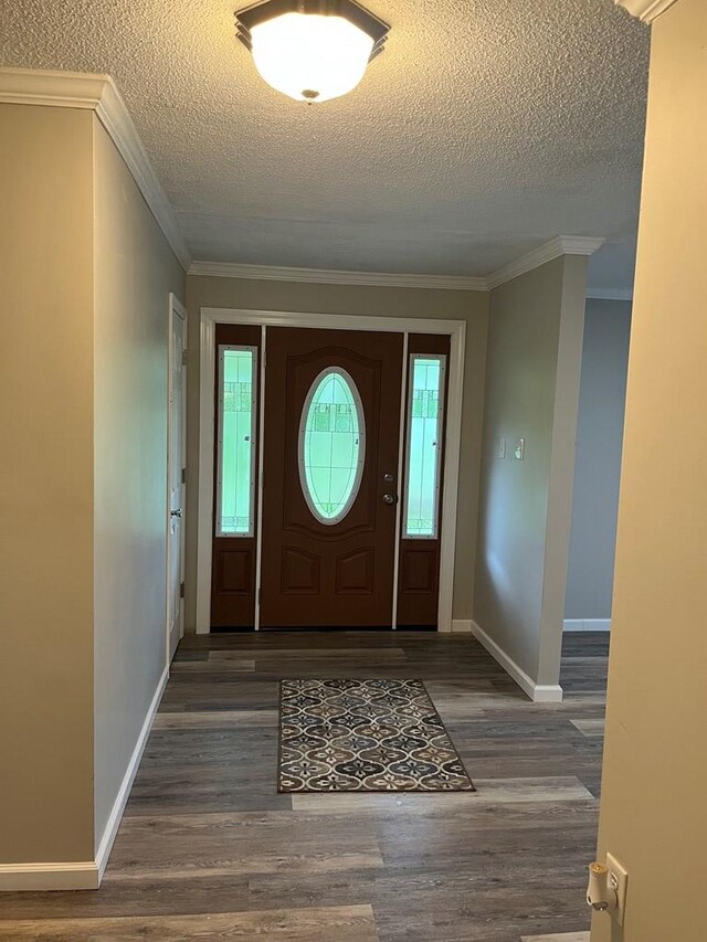 830 Chattanooga Rd, Cohutta, GA 30710 - foyer entrance featuring a textured ceiling, ornamental molding, and wood finished floors