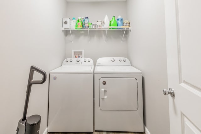 washroom featuring washer and dryer