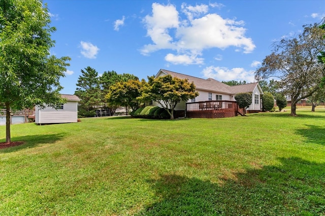 217 Valley Rd, Chatsworth, GA 30705 - view of green lawn with a deck
