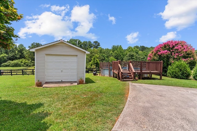 217 Valley Rd, Chatsworth, GA 30705 - view of yard featuring a wooden deck, an outdoor structure, and a detached garage