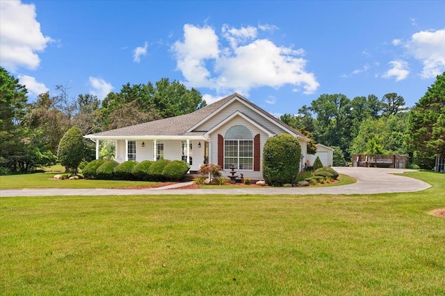 217 Valley Rd, Chatsworth, GA 30705 - ranch-style house with a front yard, a garage, a porch, and driveway