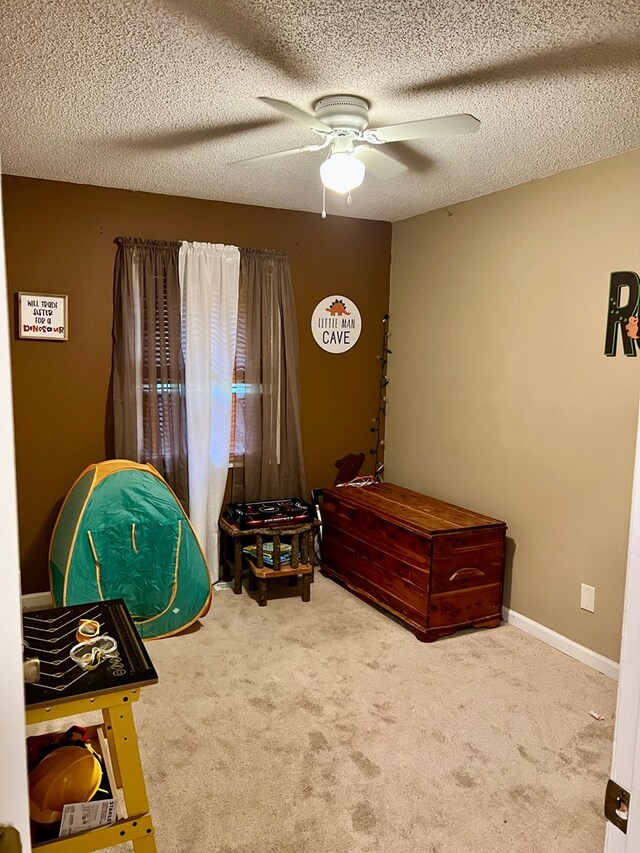 4781 Treetop Ln, Cohutta, GA 30710 - miscellaneous room with carpet flooring, a textured ceiling, and ceiling fan