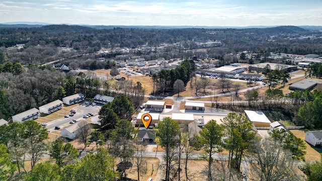 birds eye view of property with a mountain view