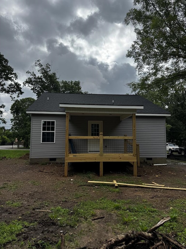 284 Biscayne Blvd, Rossville, GA 30741 - rear view of house featuring crawl space, a wooden deck, and roof with shingles