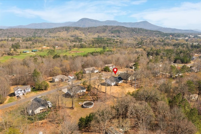 drone / aerial view with a mountain view
