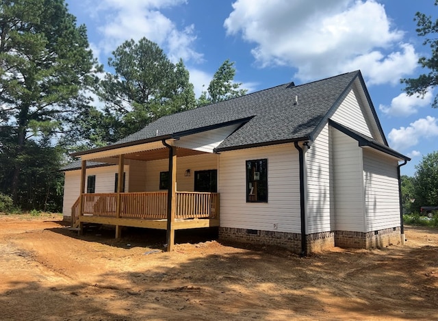 11 Elbert St, Chatsworth, GA 30705 - rear view of house featuring crawl space, a shingled roof, and a deck