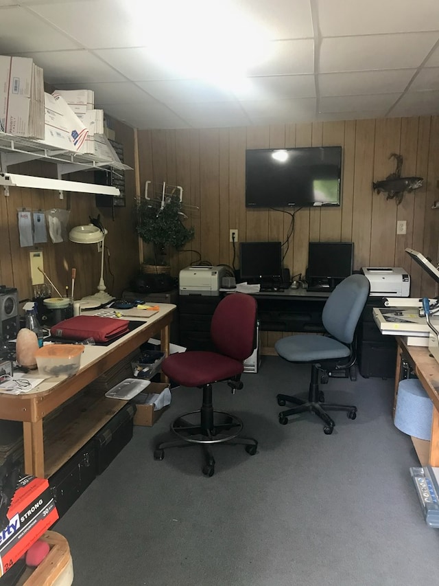 430 Lester Ave, Dalton, GA 30721 - home office featuring wooden walls and carpet