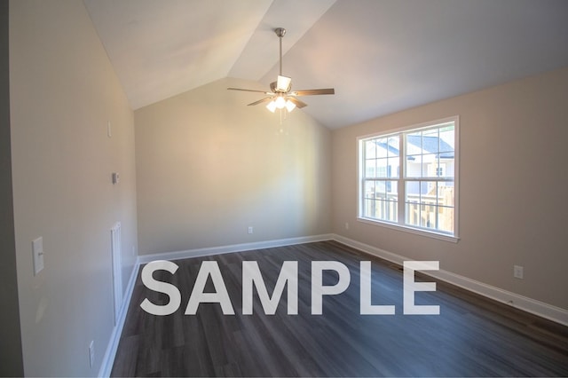 LOT5 River Bend Rd, Dalton, GA 30721 - empty room featuring vaulted ceiling, dark wood finished floors, and ceiling fan