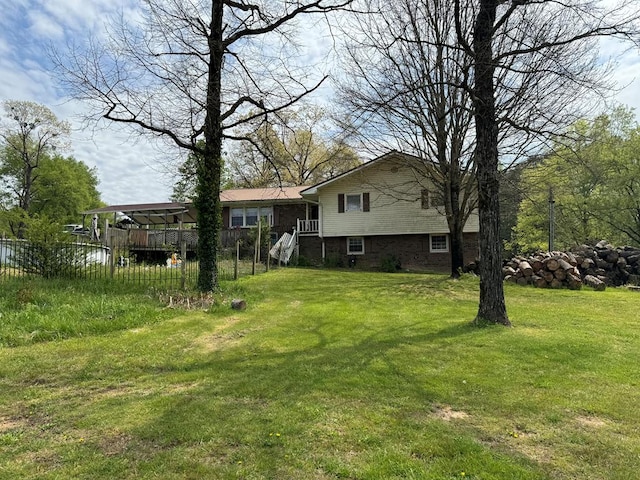 view of yard with fence