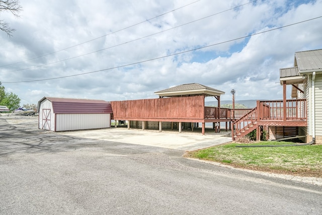 exterior space with a storage unit