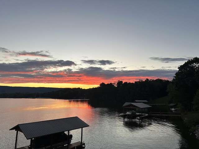 property view of water with a boat dock and boat lift