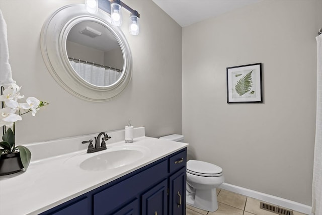 5742 Keith Rd, Ringgold, GA 30736 - bathroom featuring tile patterned flooring, vanity, toilet, baseboards, and visible vents