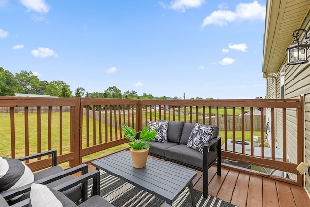 5742 Keith Rd, Ringgold, GA 30736 - wooden terrace with an outdoor living space and a yard
