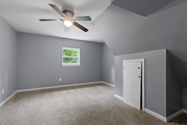5742 Keith Rd, Ringgold, GA 30736 - additional living space with baseboards, ceiling fan, carpet flooring, and lofted ceiling