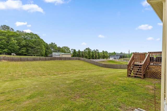 5742 Keith Rd, Ringgold, GA 30736 - view of yard with a wooden deck, stairs, and a fenced backyard
