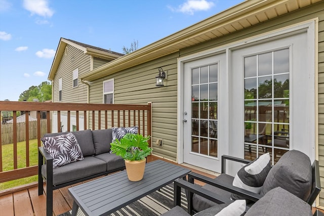 5742 Keith Rd, Ringgold, GA 30736 - wooden deck with an outdoor hangout area and fence