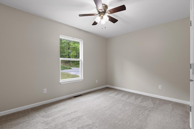 5742 Keith Rd, Ringgold, GA 30736 - spare room featuring visible vents, a ceiling fan, carpet, and baseboards