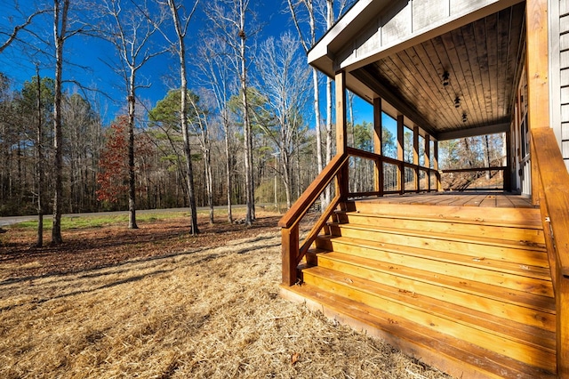 wooden terrace featuring a porch