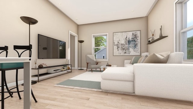 living room featuring light hardwood / wood-style flooring