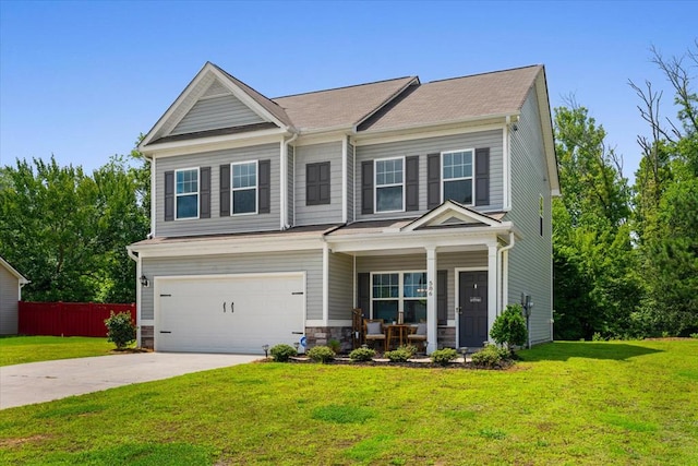 586 Collington Cir, Dalton, GA 30721 - craftsman inspired home with a porch, a garage, and concrete driveway