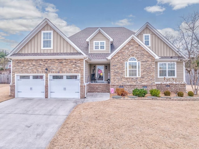 craftsman-style home with a garage