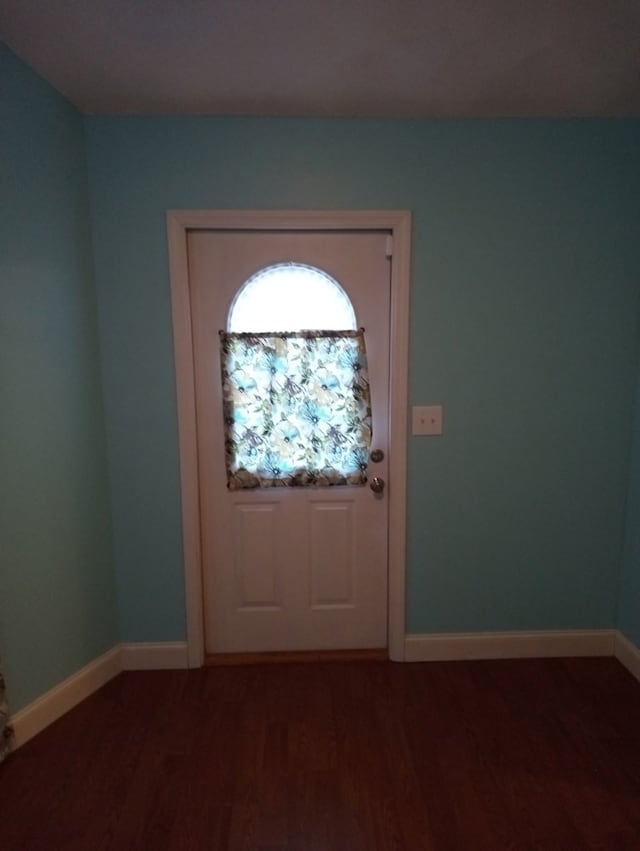 doorway featuring dark wood-type flooring