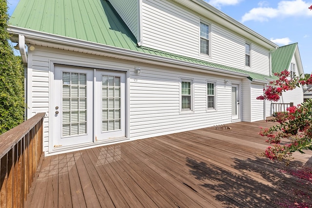 wooden terrace with french doors