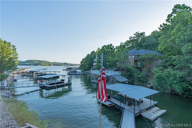 view of dock featuring a water view